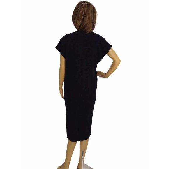 Finery Midi Wrap Dress US 6 Cap Sleeve Shift Asymmetrical Hem Navy New - Picture 6 of 10